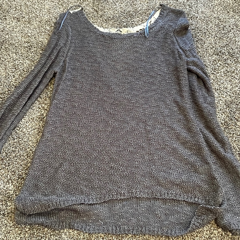 Grey sweater with lace back